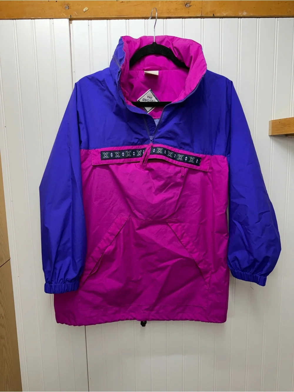 Vintage Kids Pink and Purple Colorblock Pullover Raincoat